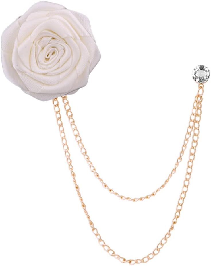 Élégance florale : Broche de costume avec chaîne et fleur