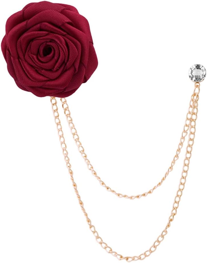 Élégance florale : Broche de costume avec chaîne et fleur