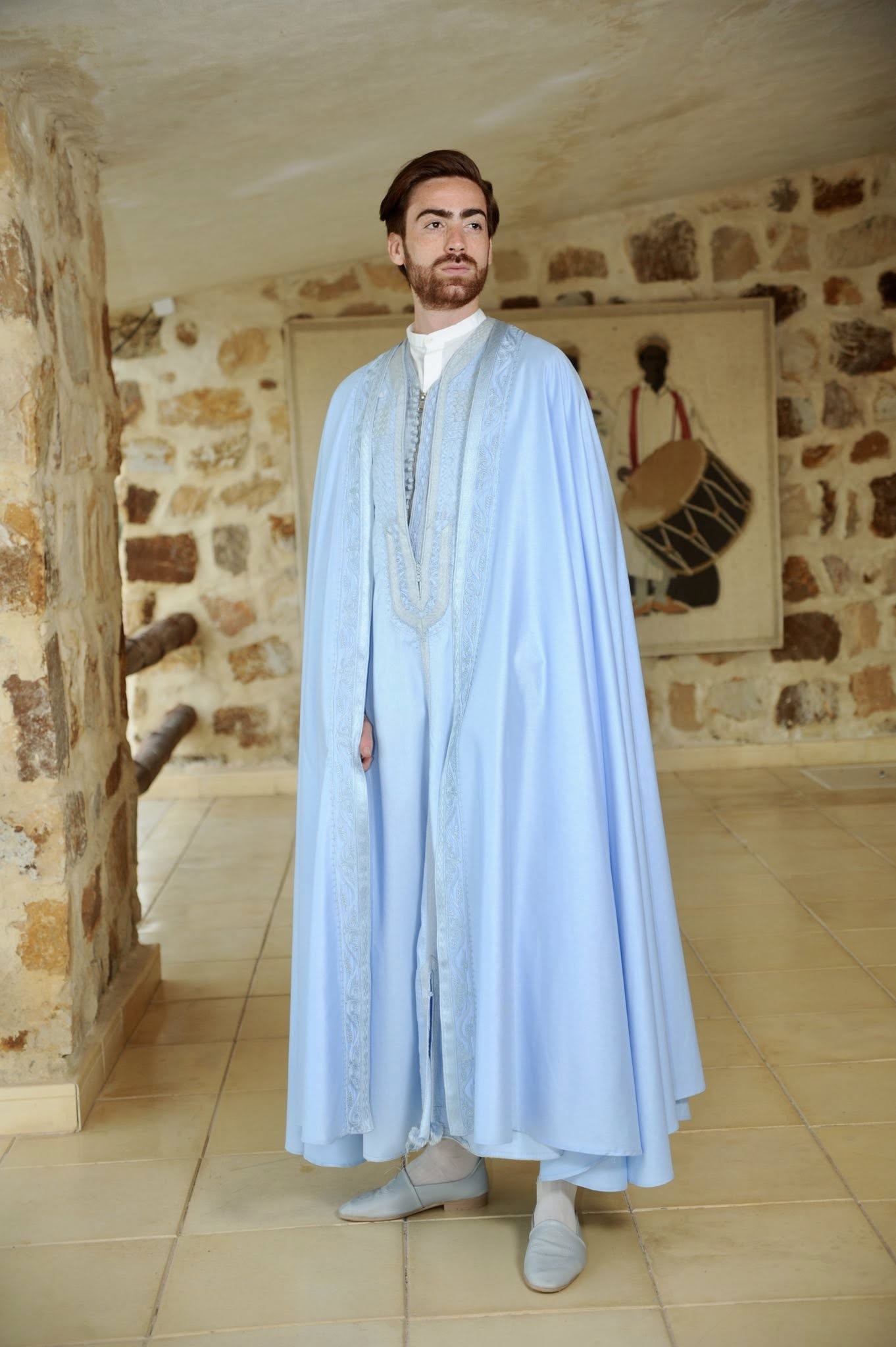 Jebba tunisienne bleu ciel