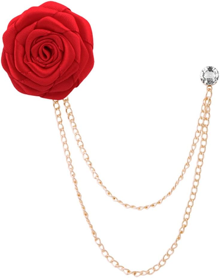 Élégance florale : Broche de costume avec chaîne et fleur