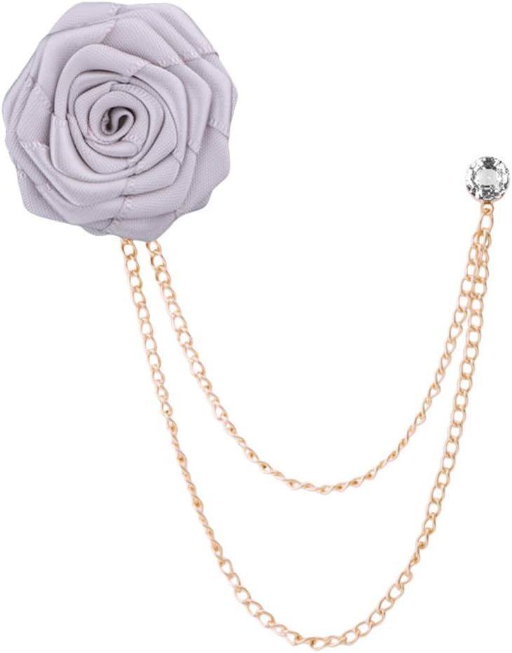 Élégance florale : Broche de costume avec chaîne et fleur