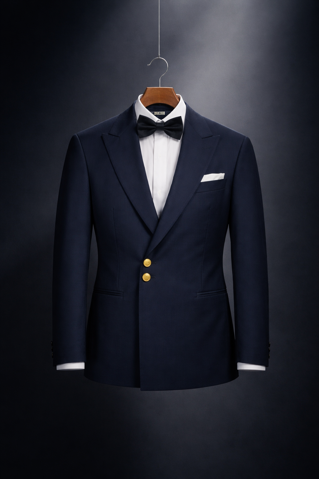 Costume Noir Veste Croisée – Détails Métalliques Dorés