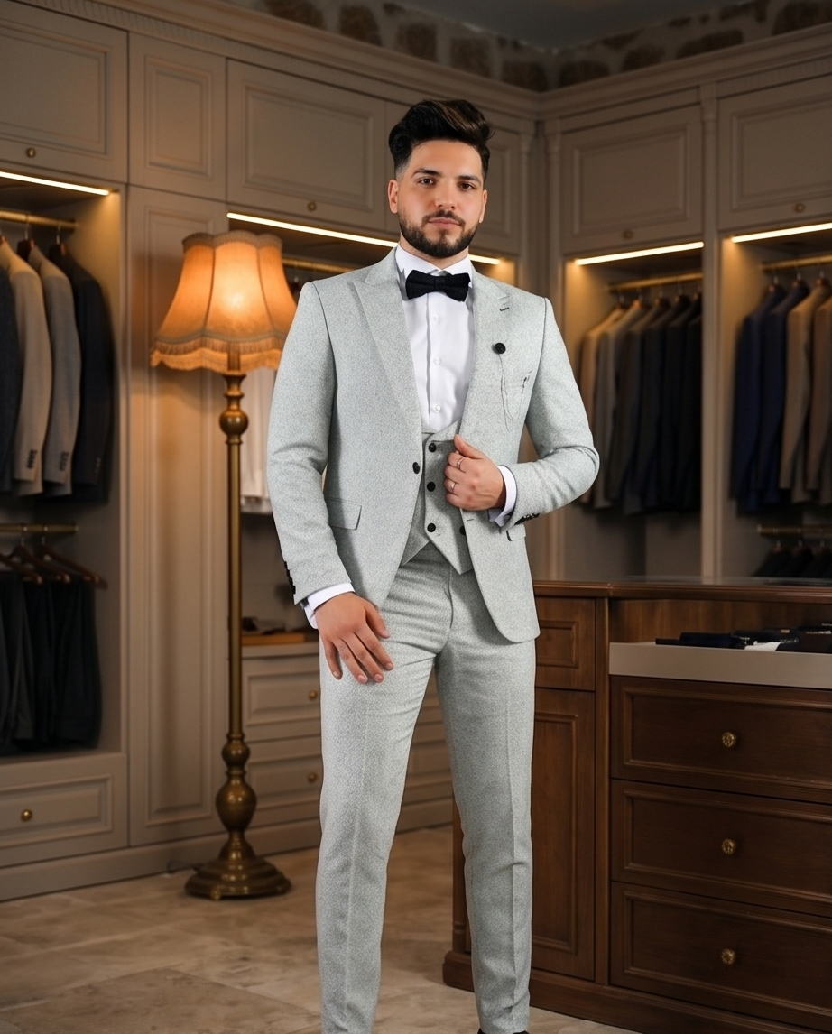 Costume Skinny Vers Gris – Élégance Slim & Moderne