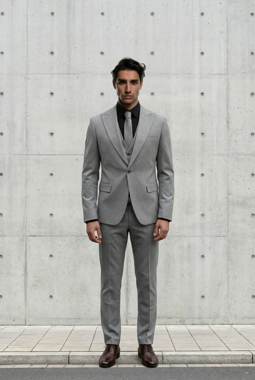 Costume 3 Pièces Gris – Slim Élégance Moderne