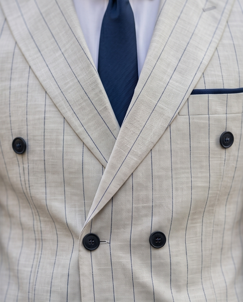 Costume Bleu Rayé – L’Élégance Italienne Moderne
