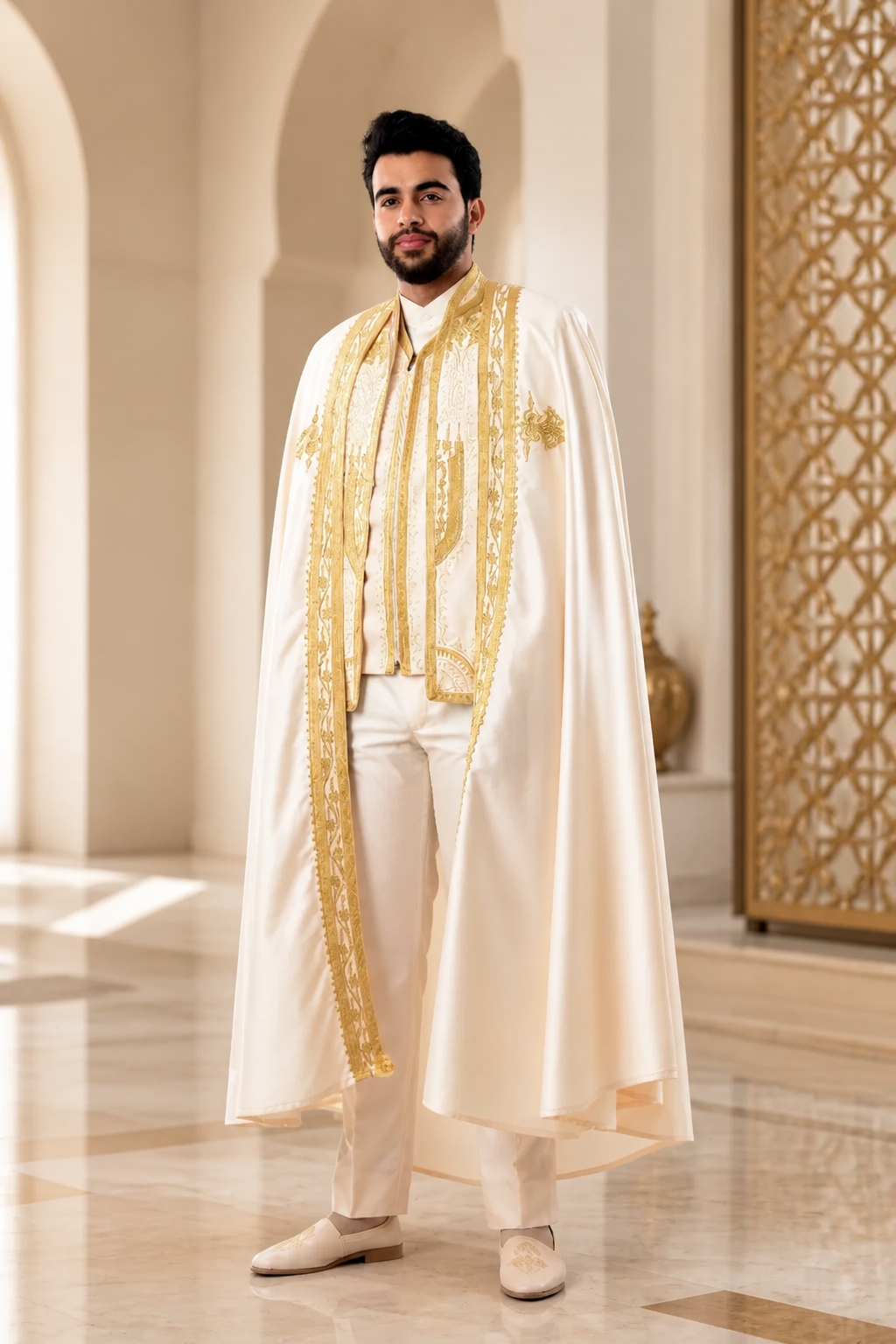 Tenue Traditionnelle Tunisienne_ blanc cassée en doré