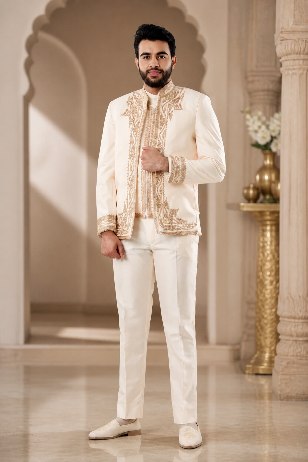 Tenue Traditionnelle Tunisienne_ blanc cassée en marron