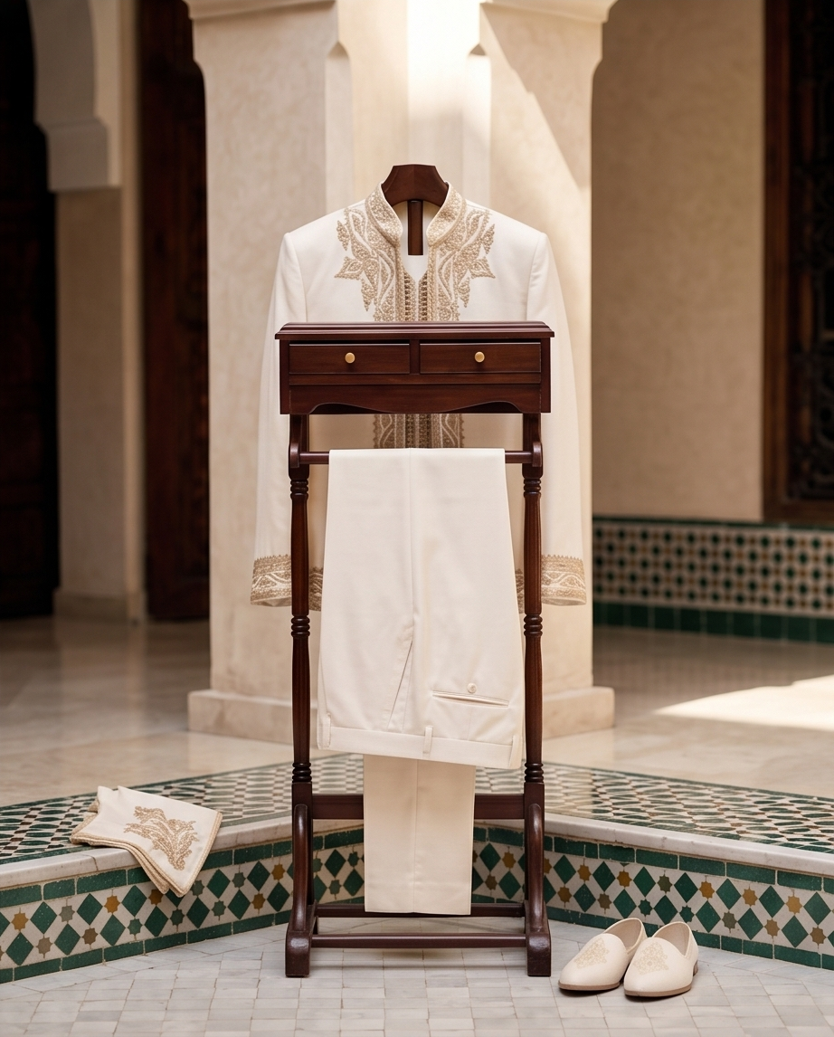 Tenue Traditionnelle Tunisienne_ blanc cassée en marron