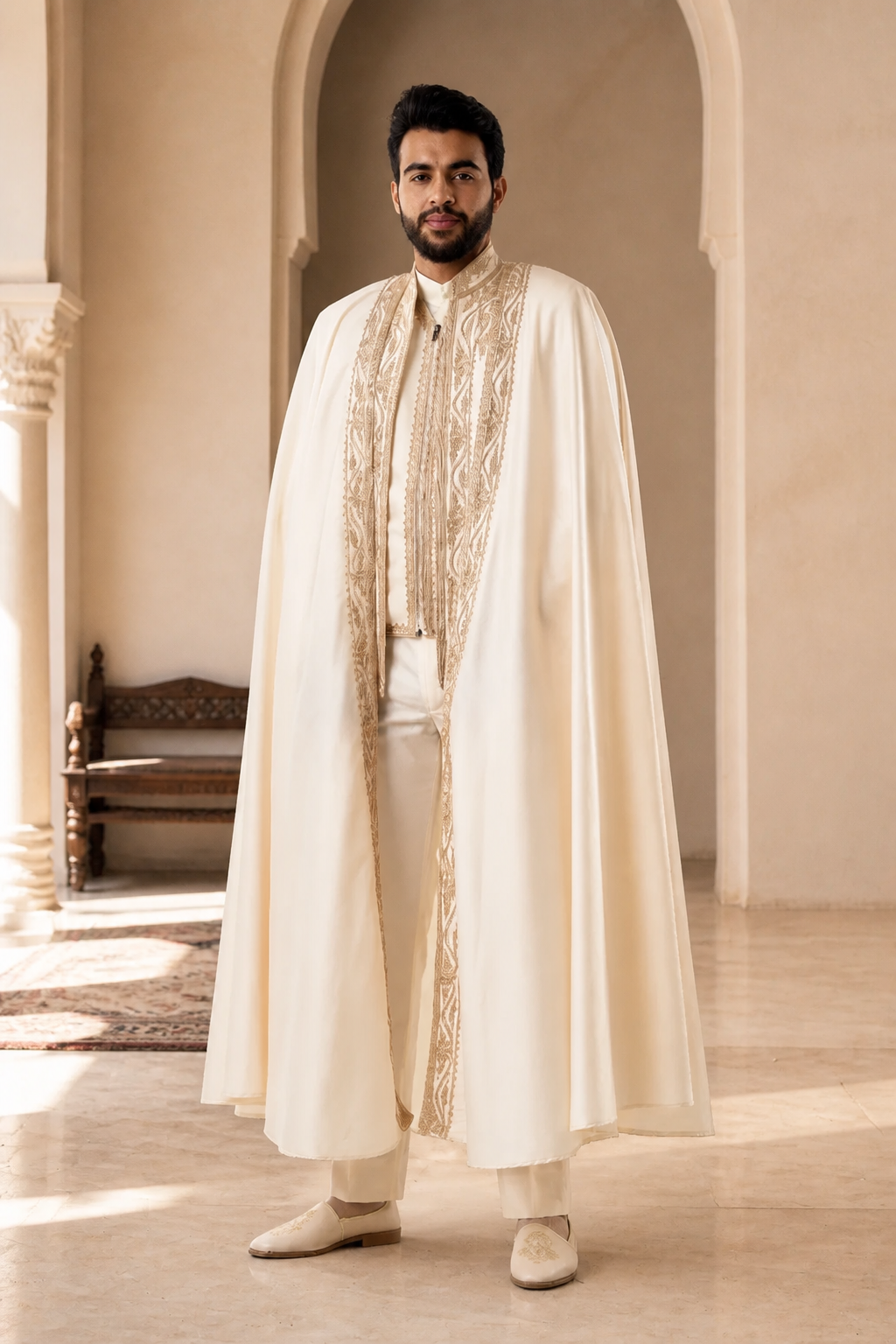 Tenue Traditionnelle Tunisienne_ blanc cassée en marron