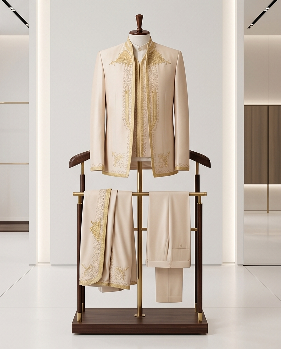 Tenue Traditionnelle Tunisienne_beige bordé en doré
