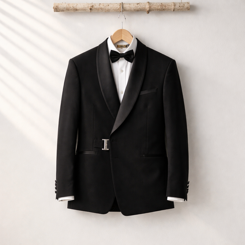 Smoking Noir Croisé Luxe – Revers Satin & Finition Premium