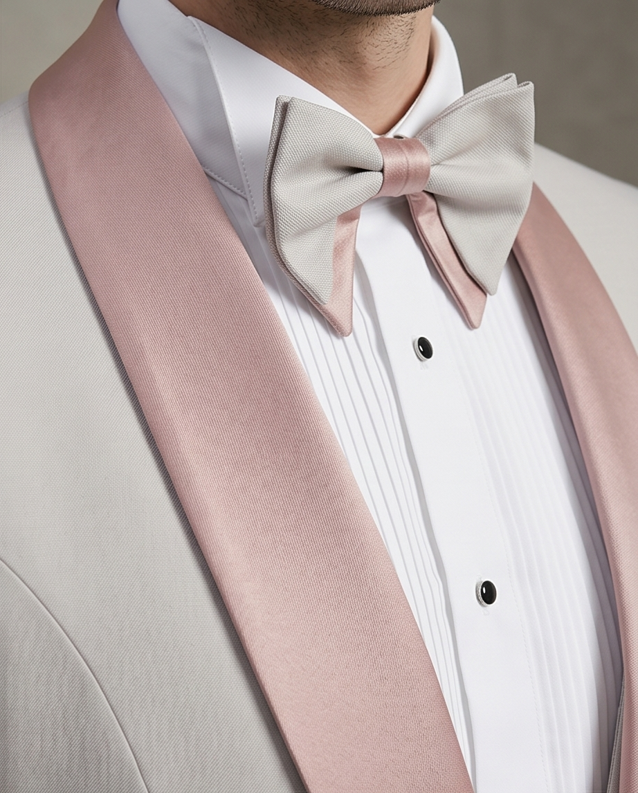 Costume Beige Col Châle – Élégance Raffinée 3 Pièces