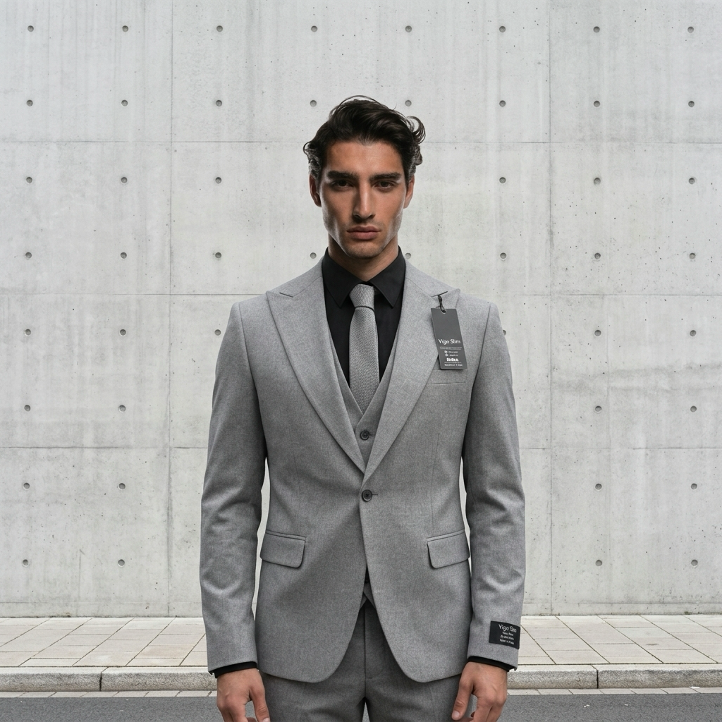 Costume 3 Pièces Gris – Slim Élégance Moderne