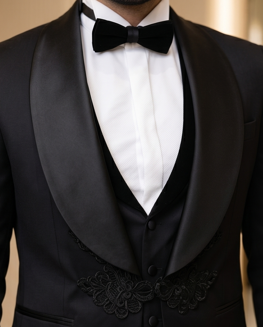 Costume de Cérémonie Noir Brodé