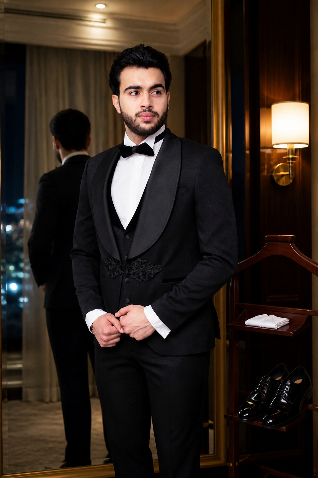 Costume de Cérémonie Noir Brodé