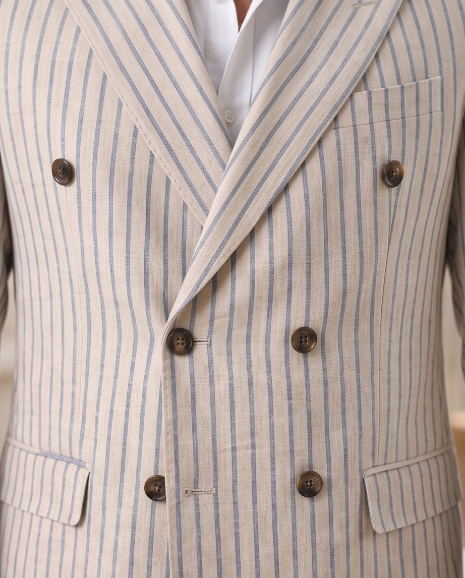 Costume Croisé Bleu – Coupe Moderne et Raffinée