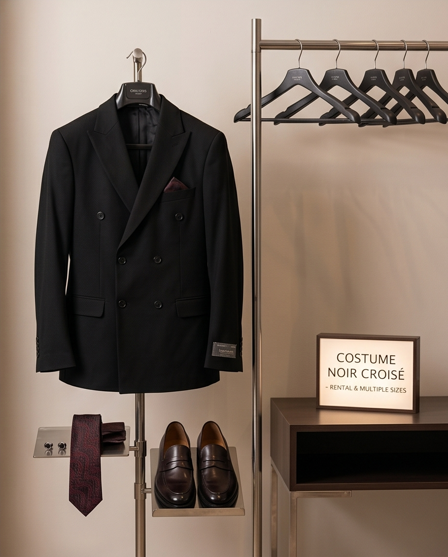 Costume Croisé Noir – Élégance Intemporelle