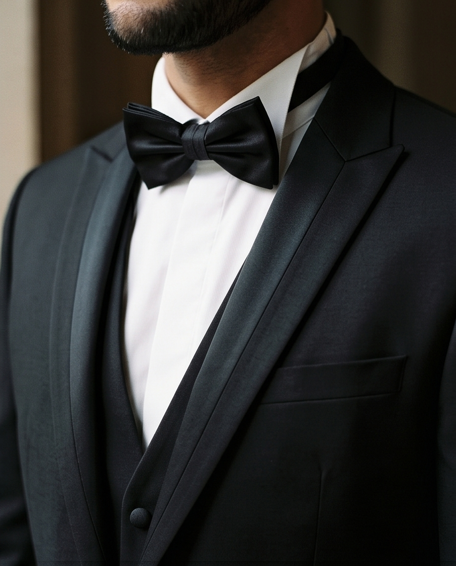 Costume Trois-Pièces Noir Élégance Intemporelle