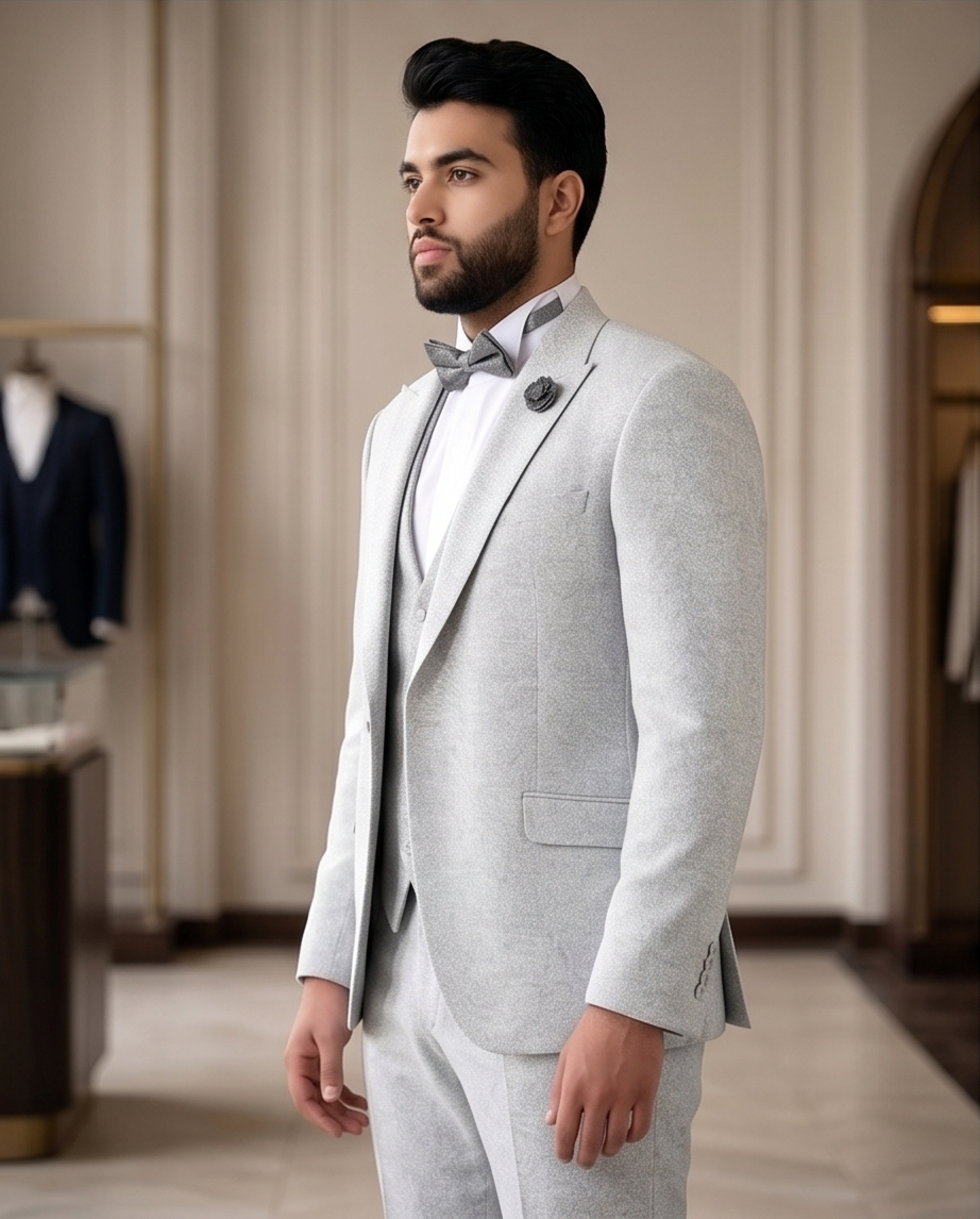 Costume trois pièces gris – Sobriété et distinction