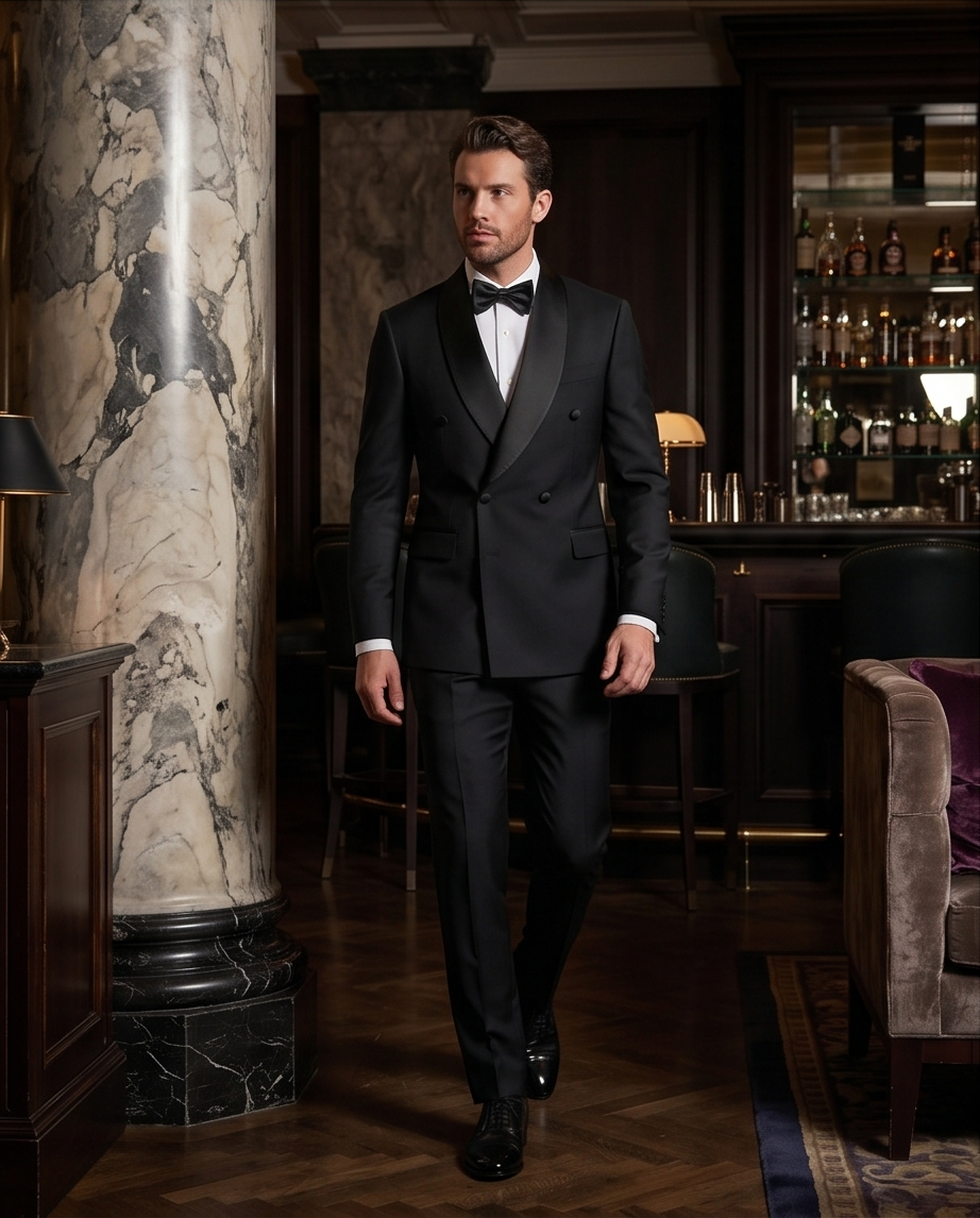Smoking Noir Col Châle Satin – Signature Luxe