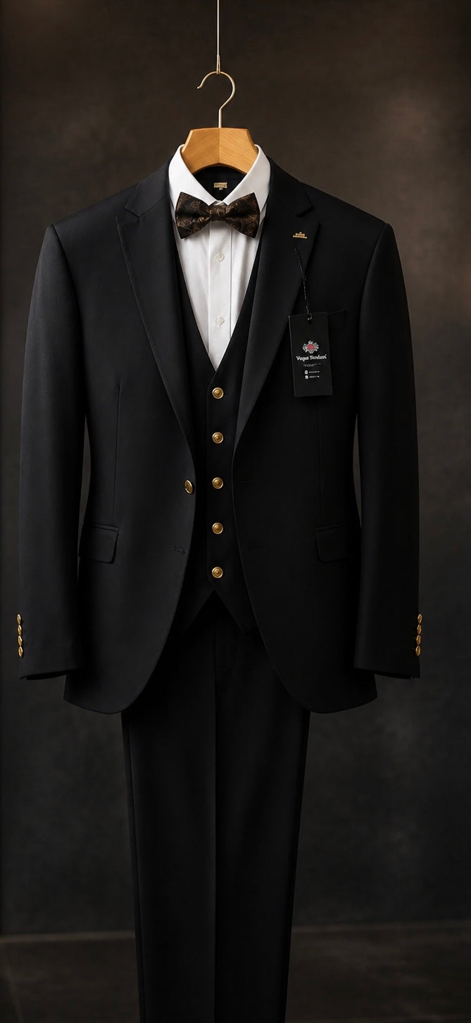 Costume 3 pièces élégant avec boutons dorés