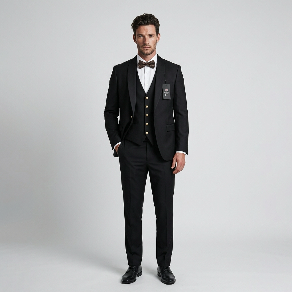 Costume 3 pièces élégant avec boutons dorés
