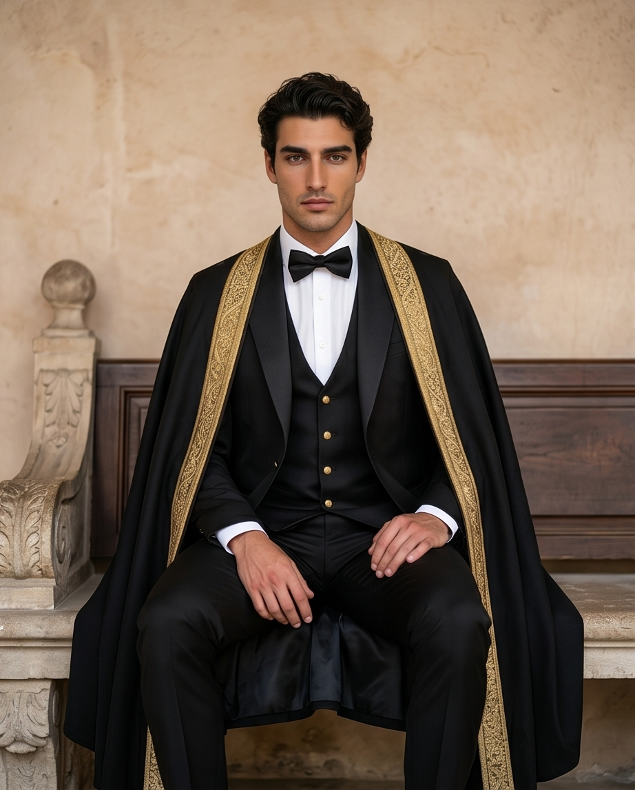 Costume 3 pièces élégant avec boutons dorés