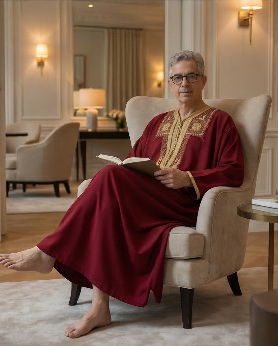 L'Incarnation du Prestige : Jebba Tunisienne d’Exception Rouge Bordeaux & Or