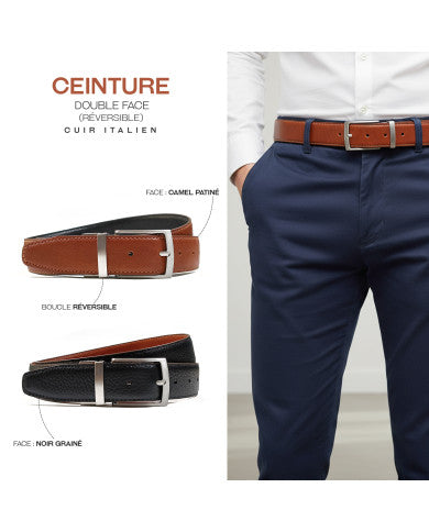 Ceinture en cuir réversible- l'essentiel pour l'homme moderne